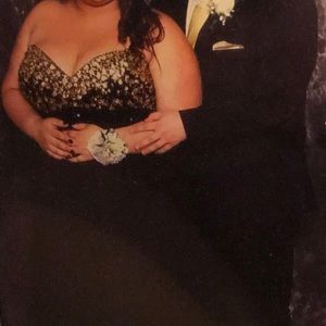 Black & gold prom dress